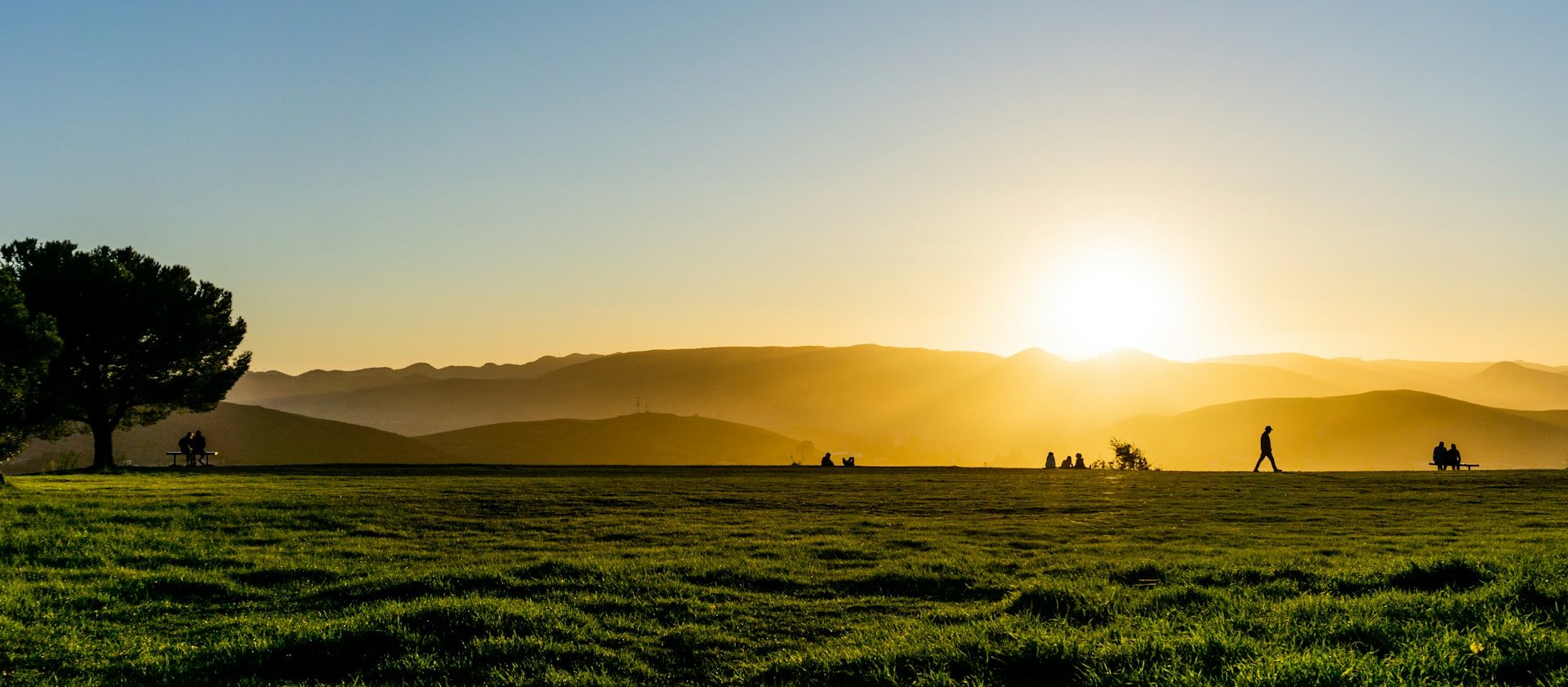 Golden sunset over rolling hills in San Luis Obispo County