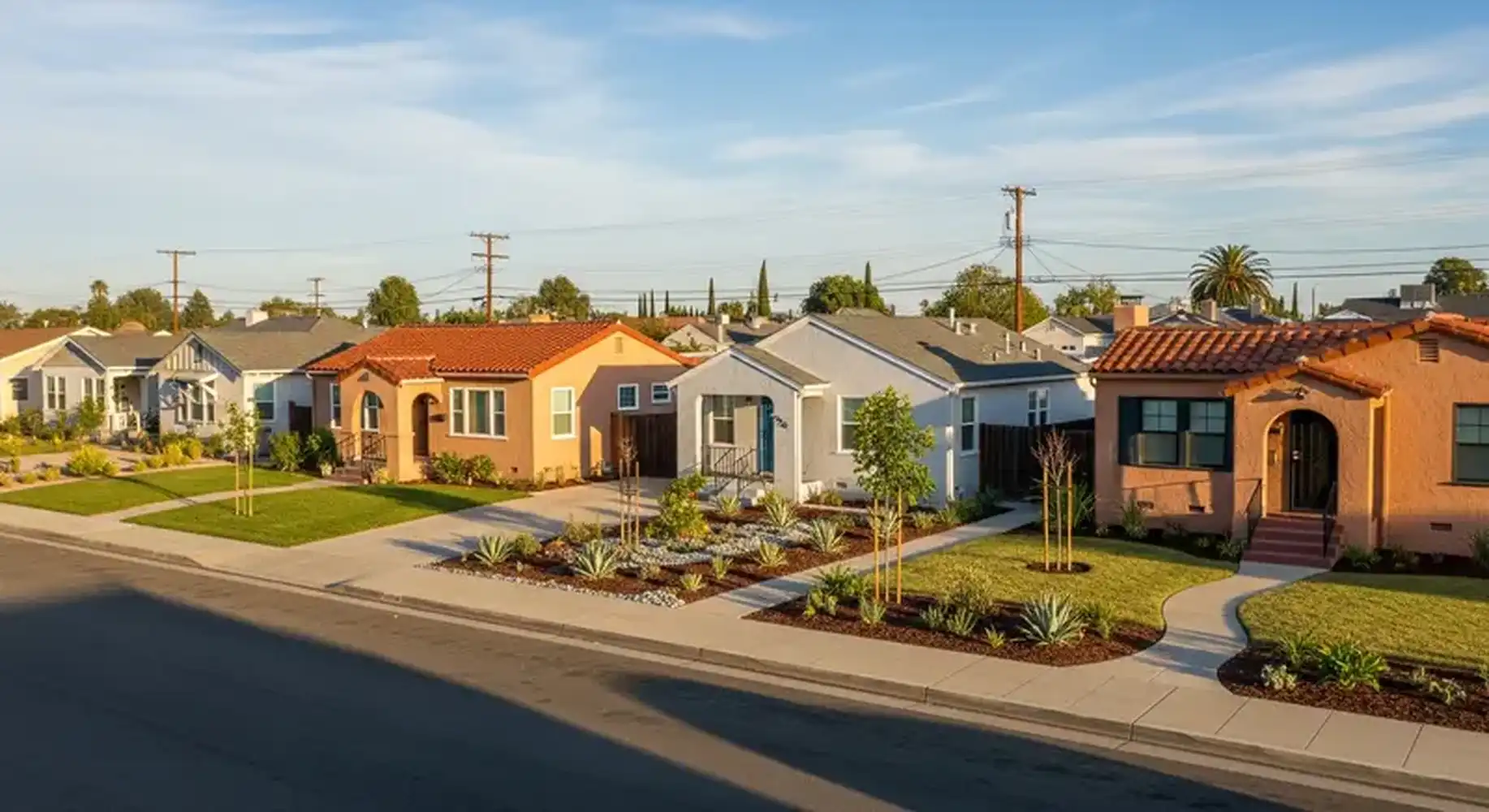 Single-story homes on a quiet street, one of the options for buyers comparing Santa Maria and Orcutt